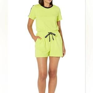 Calvin Klein Women's Shoulder LOGO Shorts ROMPER Lime Lime Green plus size 2X 3X